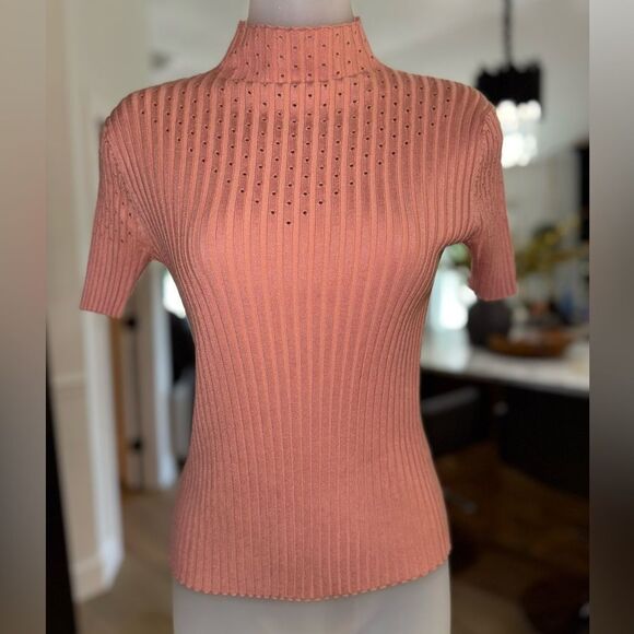 Truth by Republic Ribbed Knit Mock Neck Short Sleeve Top. Size Extra Small - Picture 1 of 9
